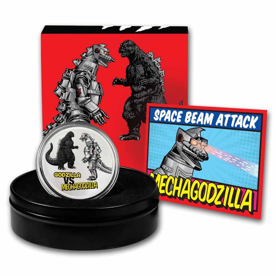 2024 Niue Colorized 2 oz Silver Godzilla vs Mechagodzilla Coin