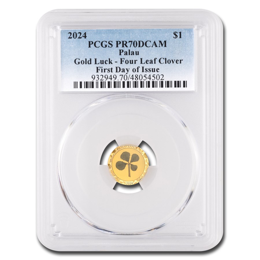 2024 Palau 1 gram Gold $1 Four-Leaf Clover PR-70 DCAM PCGS (FDI)