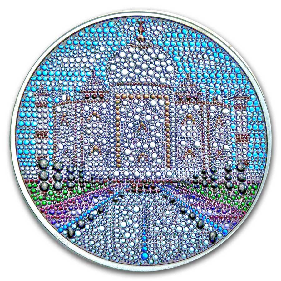 2024 Palau 3 oz Silver Proof Dot Art: Taj Mahal