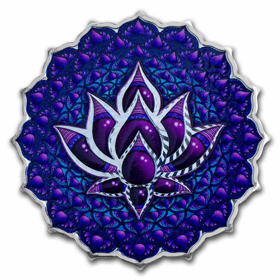 2024 PAMP 2 oz Silver $5 Lotus of the 7th Chakra Proof