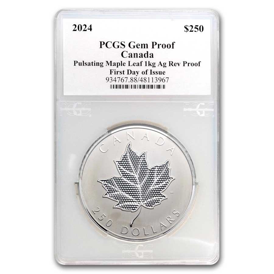 2024 RCM 1 Kilo Silver $250 Pulsating Maple Leaf Gem Proof FDI