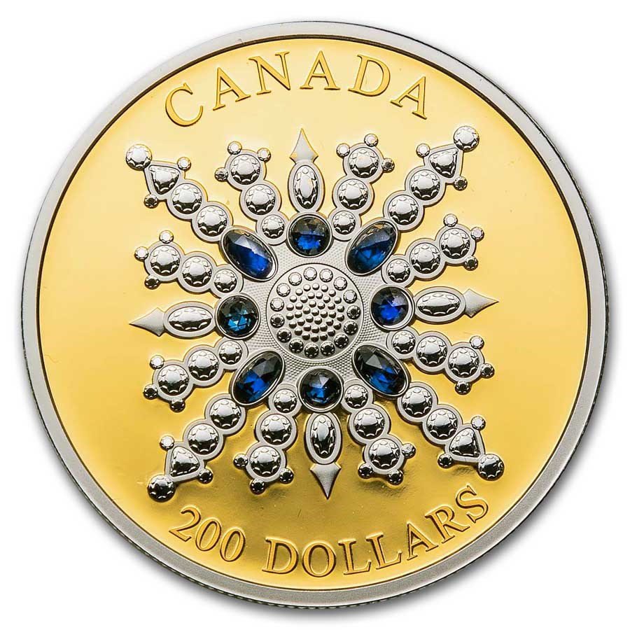 2024 RCM 1 oz Gold $200 Sapphire Jubilee Snowflake Brooch