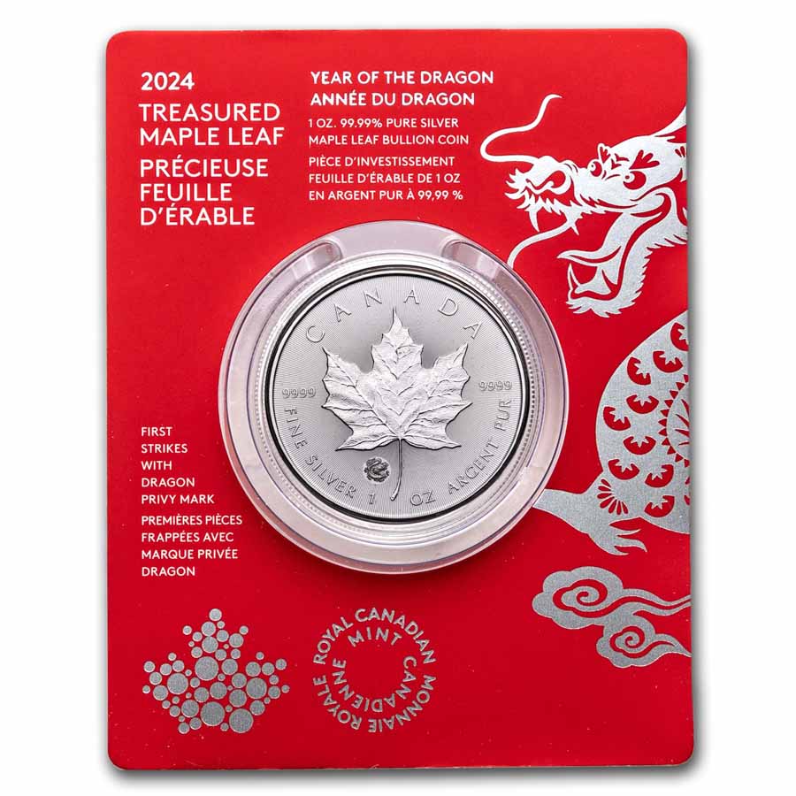 2024 RCM 5 1 Oz Silver Treasured Maple Leaf Year Of The Dragon   2024 Rcm 5 1 Oz Silver Treasured Maple Leaf Year Of The Dragon 288725 A 