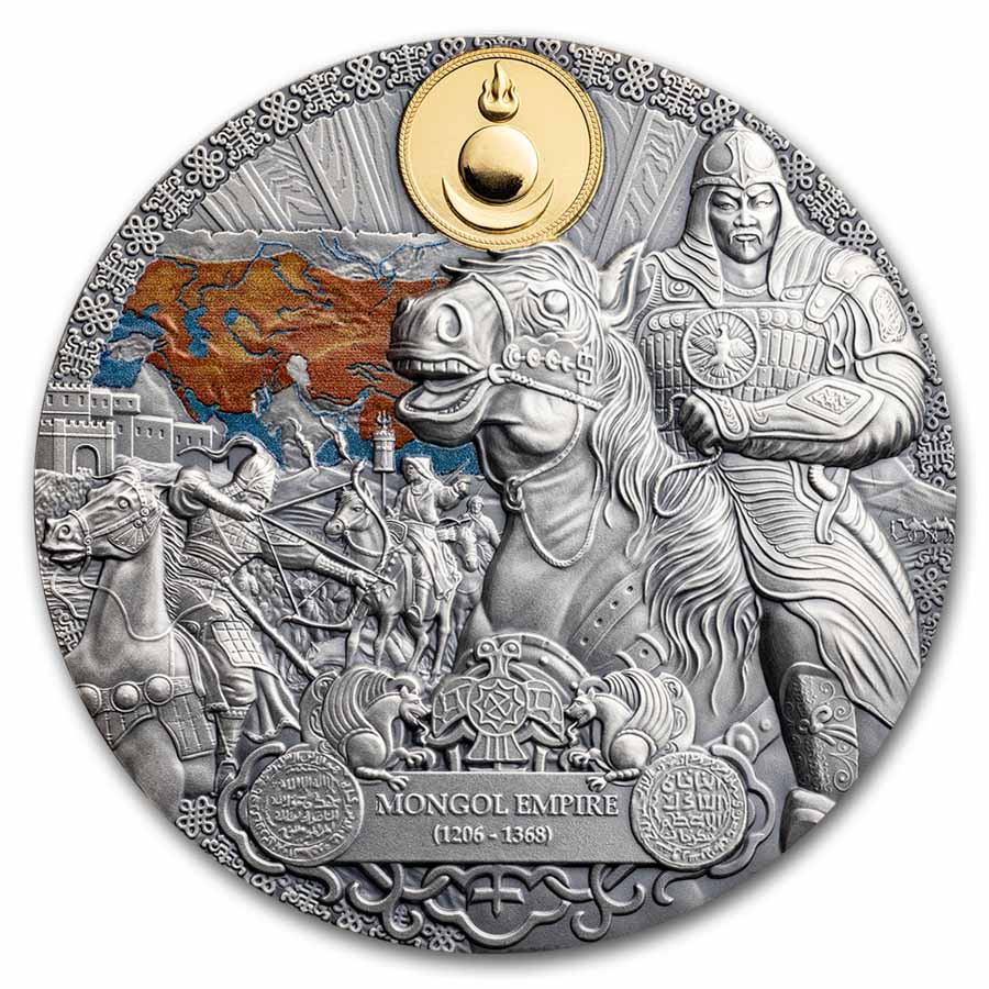 2024 Republic Of Cameroon 2 Oz Silver Antique Mongol Empire   2024 Republic Of Cameroon 2 Oz Silver Antique Mongol Empire 288172 Slab 