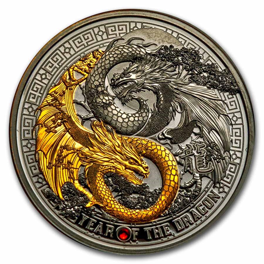 2024 Republic of Cameroon Silver Year of the Dragon Black Proof