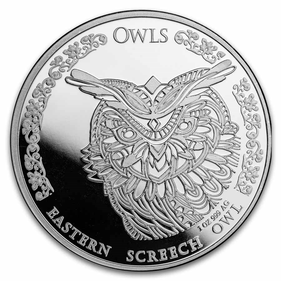 2024 Republic of Chad 1 oz Silver $5 Owls: Eastern Screech Owl BU