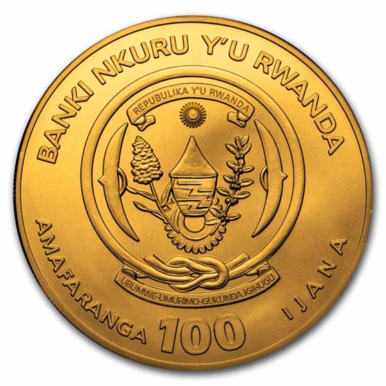 2024 Rwanda 1 oz Gold Lunar Year of the Dragon BU