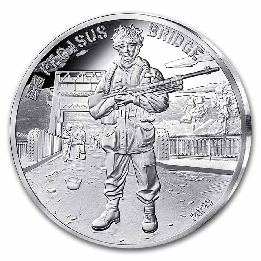 2024 Silver €10 80th Anniversary of D-Day Proof: Pegasus Bridge