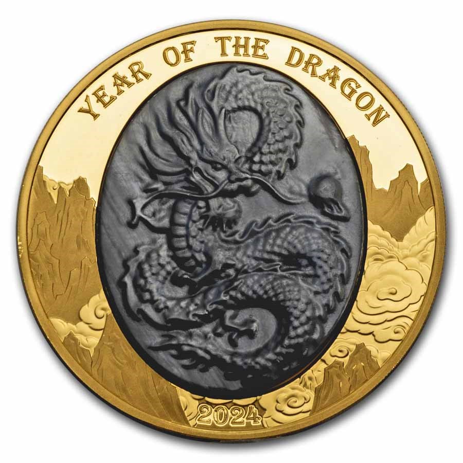 2024 Solomon Isl. 5 oz Gold Mother of Pearl Year of the Dragon