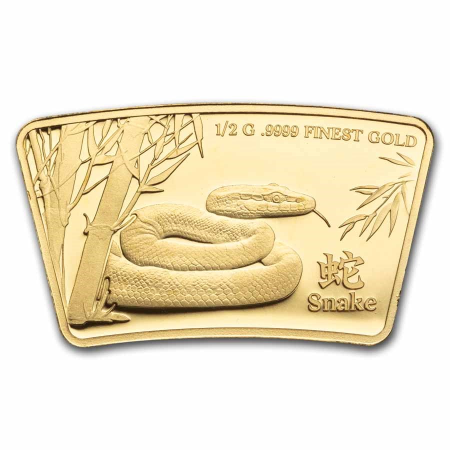 2024 Solomon Islands 1/2 Gram Gold Lunar Fan-Shaped: Snake