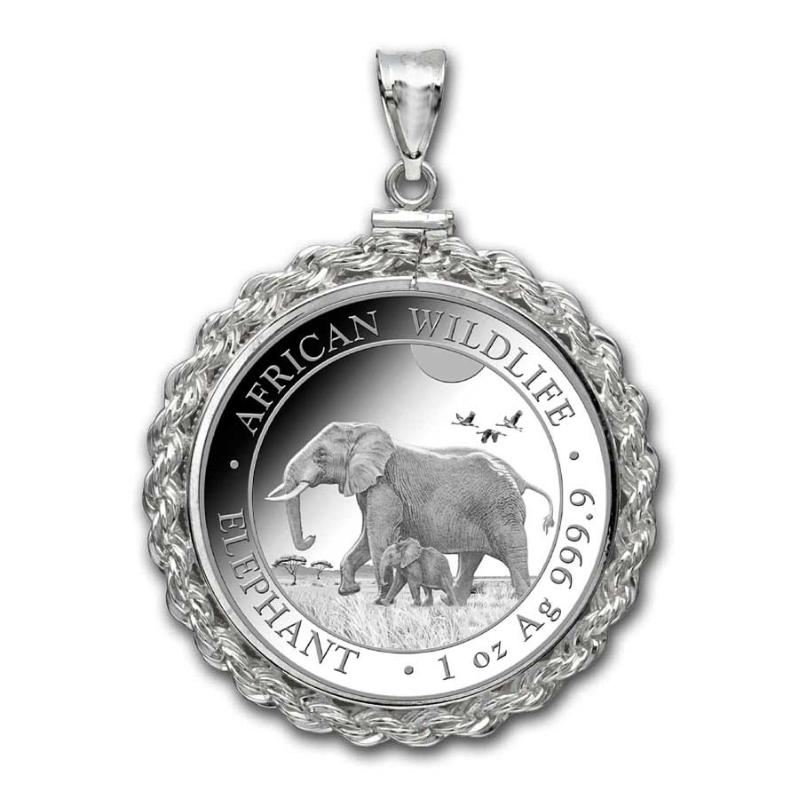 2024 Somalia 1 oz Silver Elephant Pendant (Rope Screw-Top)