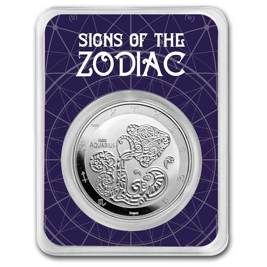 2024 Tokelau 1 oz Silver $5 Zodiac Series: Aquarius BU (TEP)