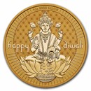 2024 Tuvalu 1 oz Silver Gilded Diwali Medallion Proof