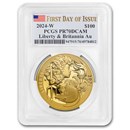 2024 US Mint 1 oz Gold Liberty & Britannia PR-70 PCGS (FDI)