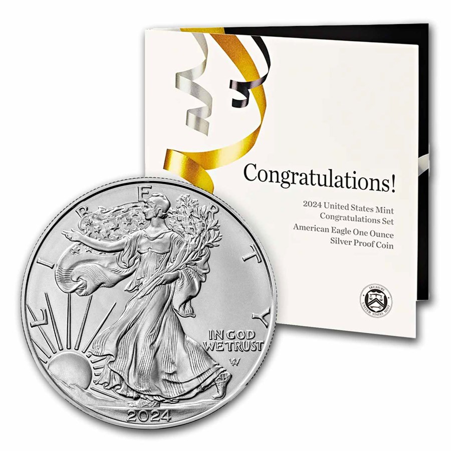 2024-W 1 oz Proof American Silver Eagle (Congratulations Set)