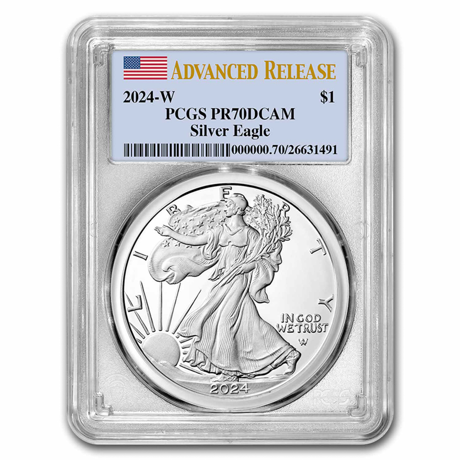 Buy 2024 W 1 Oz Proof Silver Eagle PR 70 PCGS APMEX   2024 W 1 Oz Proof Silver Eagle Pr 70 Pcgs Advanced Release 284570 Slab 