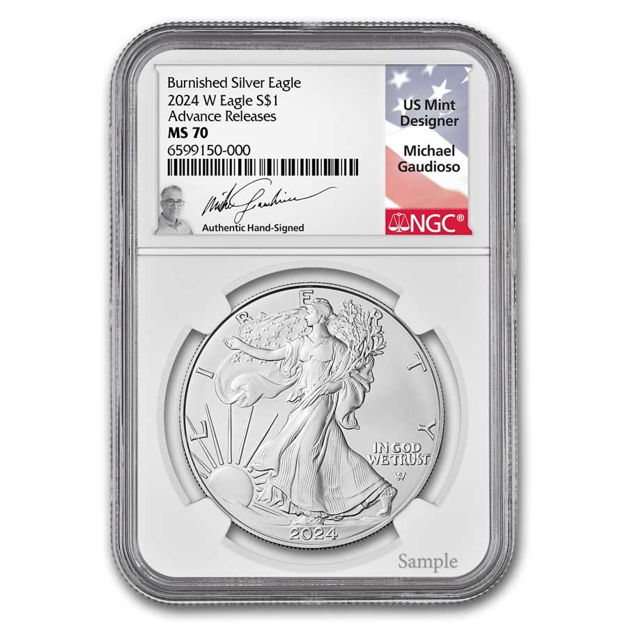 2024-W Burnished Silver Eagle MS-70 NGC (AR, Gaudioso)