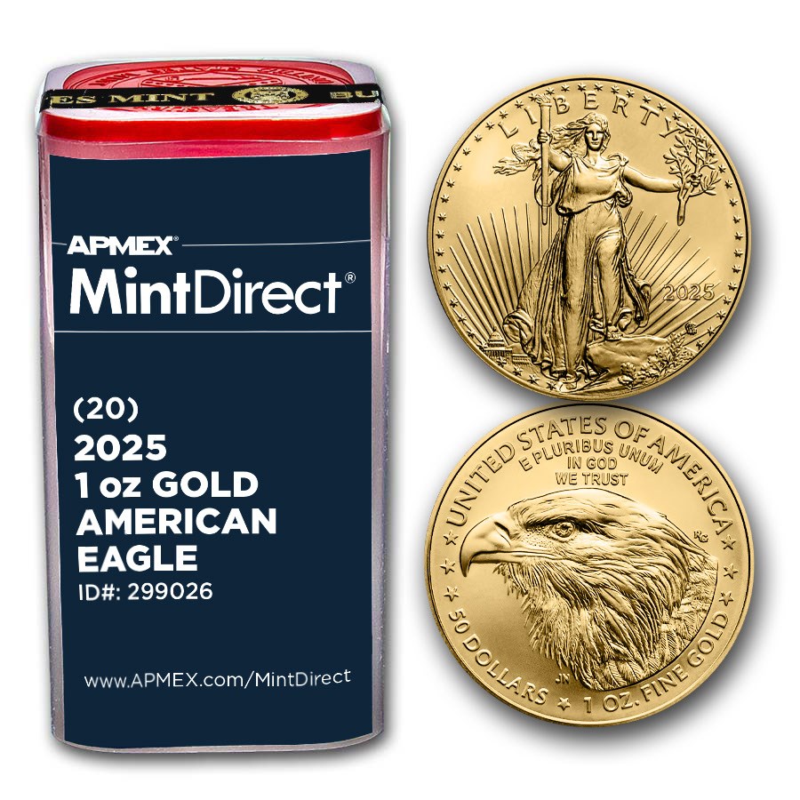 2025 1 oz American Gold Eagle (20-Coin MintDirect® Tube)