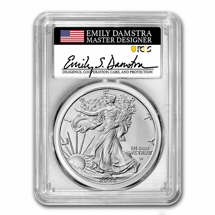 2025 American Silver Eagle MS-70 PCGS (FDI, Damstra)