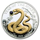 2025 Vanuatu 1 oz Silver Year of the Snake Gold Gilded w/ Pearl