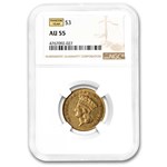 $3 Gold Princess AU-55 NGC/PCGS