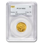 $3 Gold Princess MS-62 NGC/PCGS