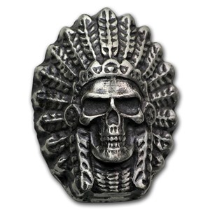 Buy 3 oz Hand Poured Silver - Chieftain Skull | APMEX