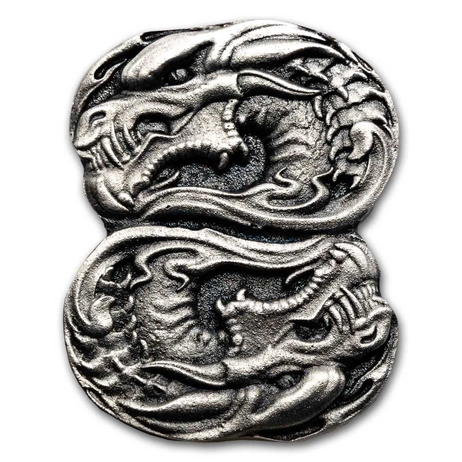 3 oz Hand Poured Silver - Double Dragon (with Box)