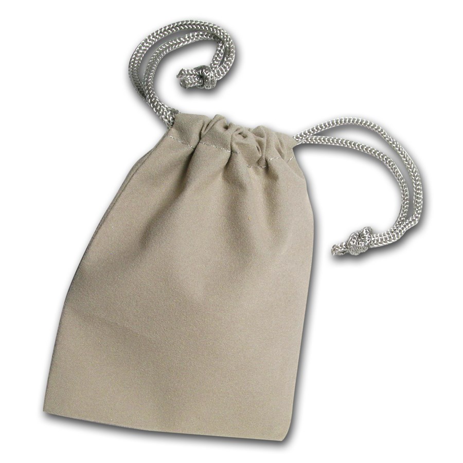 Buy 3 x 4 Velour Draw String Pouch (Gray) APMEX