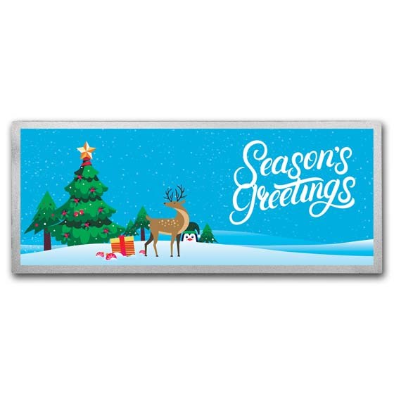 Buy 4 oz Silver Colorized Bar - Season's Greetings, Winter Scene | APMEX