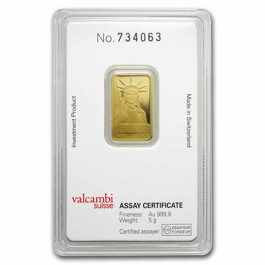 5 gram statue of liberty credit suisse gold bar