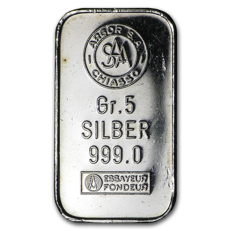 Buy 5 gram Silver Bar - Argor S. A. Chiasso | APMEX