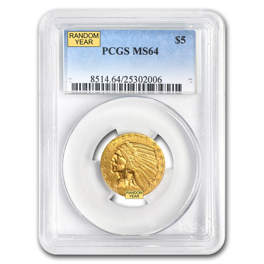 $5 Indian Gold Half Eagle MS-64 PCGS (Random Year)