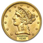 $5 Liberty Gold Half Eagle AU (Random Year)