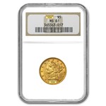 $5 Liberty Gold Half Eagle MS-61 NGC