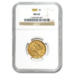 $5 Liberty Gold Half Eagle MS-62 NGC