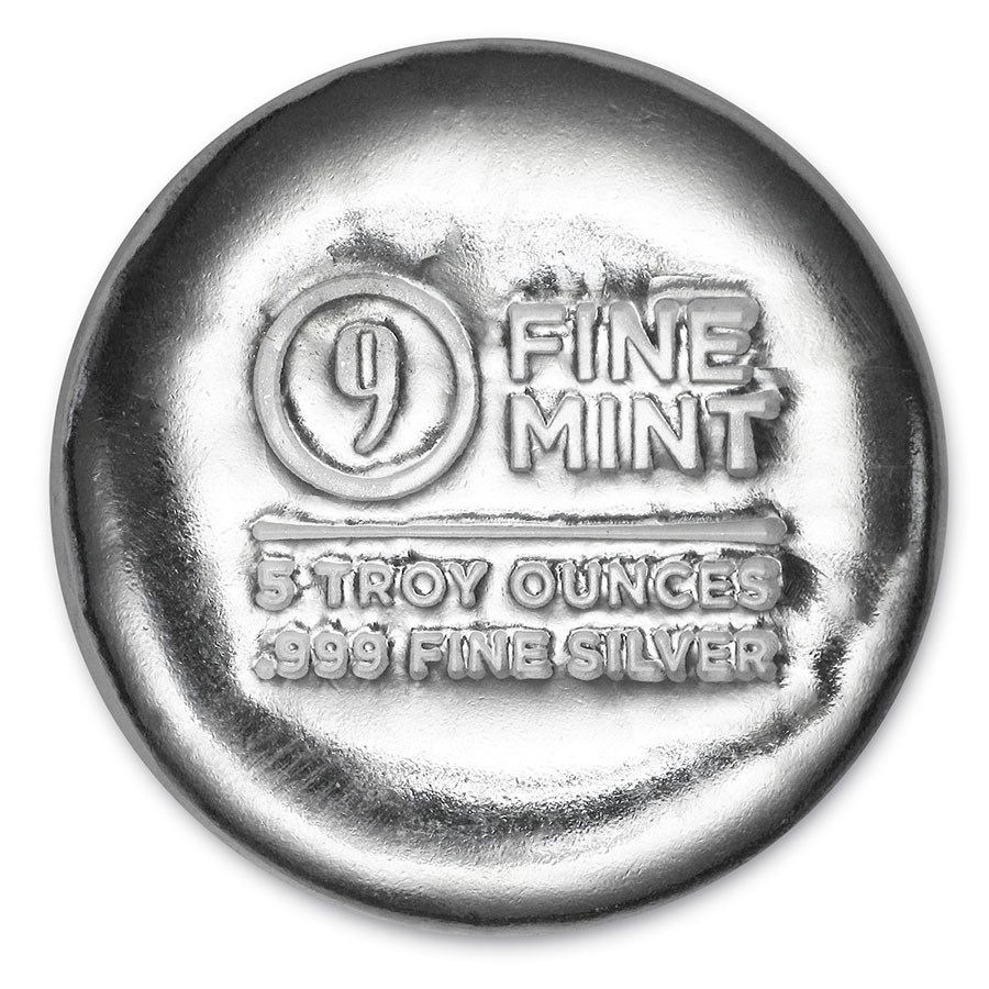 5 oz Cast-Poured Silver Round - 9Fine Mint