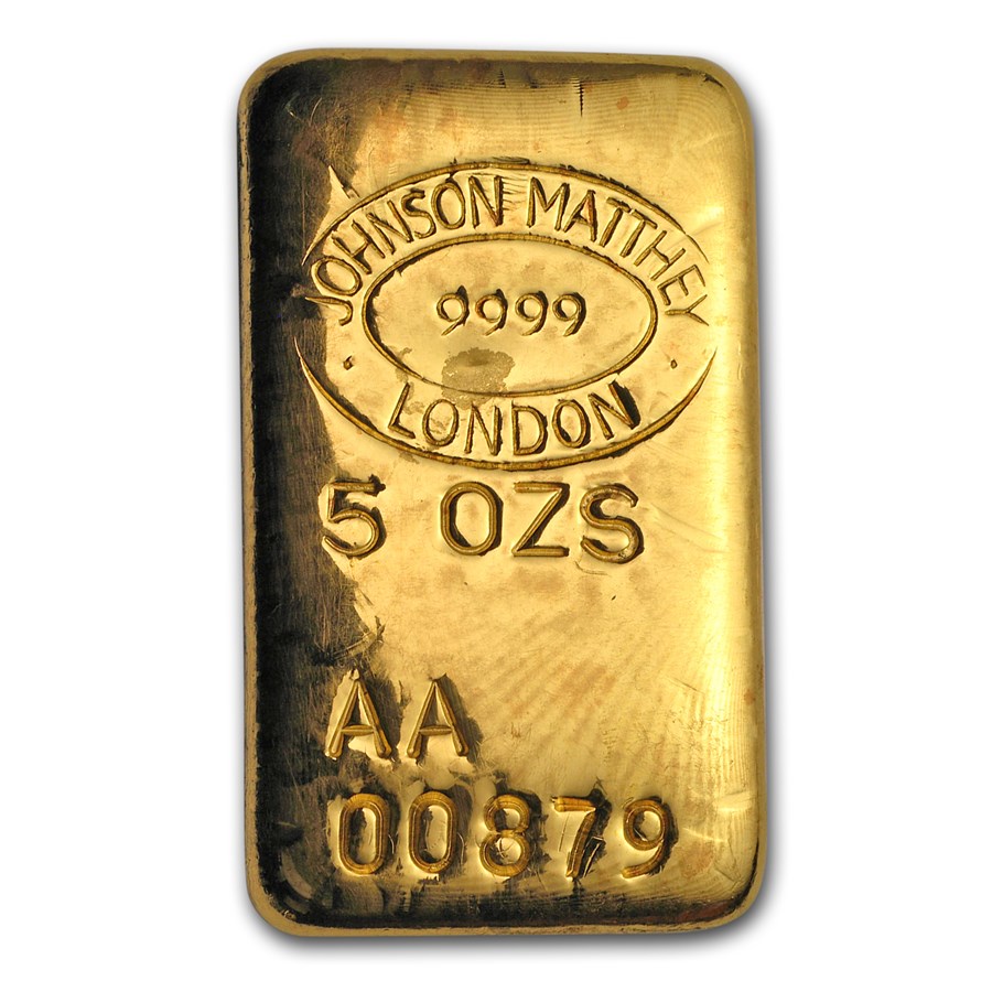 5 oz Gold Bar - Johnson Matthey-London (Poured)