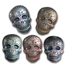 5 oz Hand Poured Silver Skull - Day of the Dead: Spiderweb