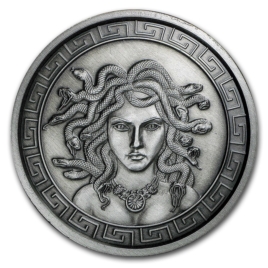 Buy 5 oz Silver Antique Round - Classic Greek Medusa | APMEX