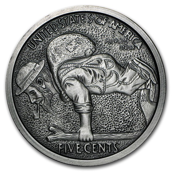 Buy 5 oz Silver Antique Round - Hobo Nickel Replica (The Train) | APMEX