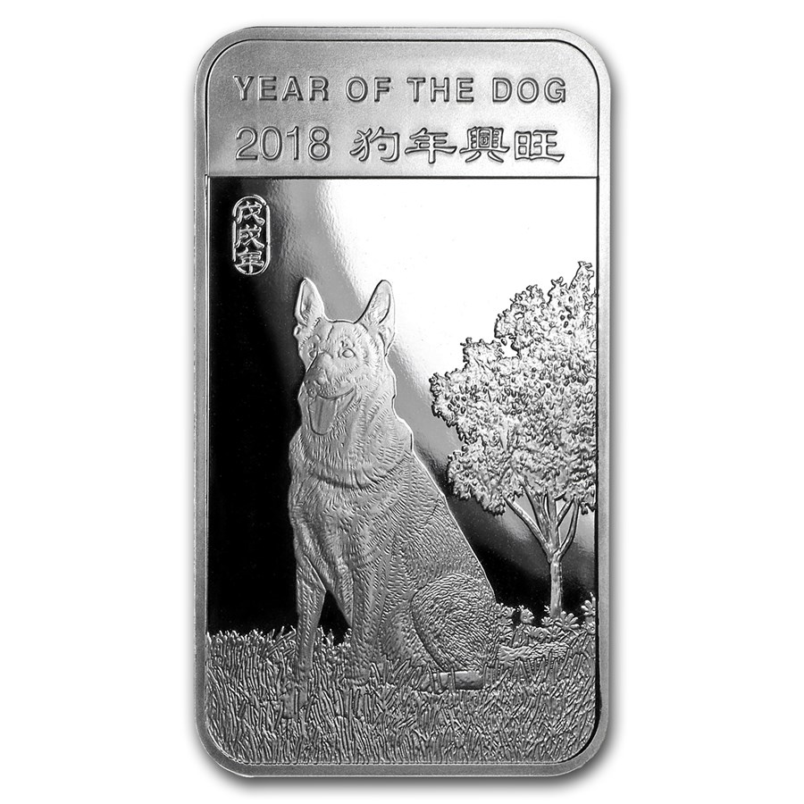 5 oz Silver Bar - APMEX (2018 Year of the Dog)