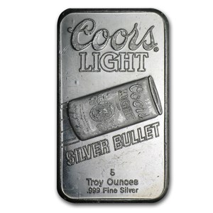 Buy 5 oz Silver Bar - Coors Light Silver Bullet | APMEX