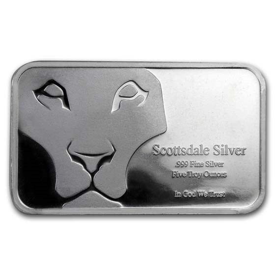 Buy 5 oz Silver Bar - Scottsdale Mint (Lion Prey) | APMEX