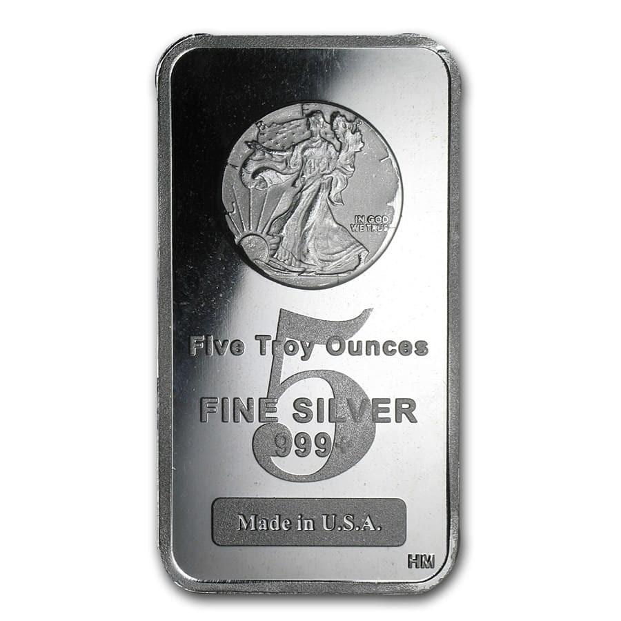 5 oz Silver Bar - Walking Liberty Design