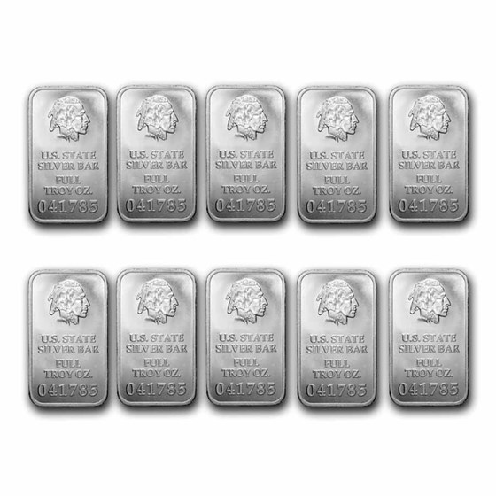 Buy (50) 1 oz Silver Bar - U.S. State Collection | APMEX