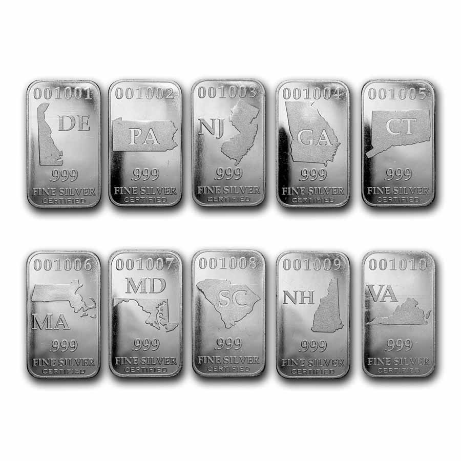 Buy (50) 1 oz Silver Bar - U.S. State Collection | APMEX