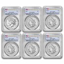 6-Coin 2021 Morgan/Peace Dollar Set MS-70 PCGS (AR)