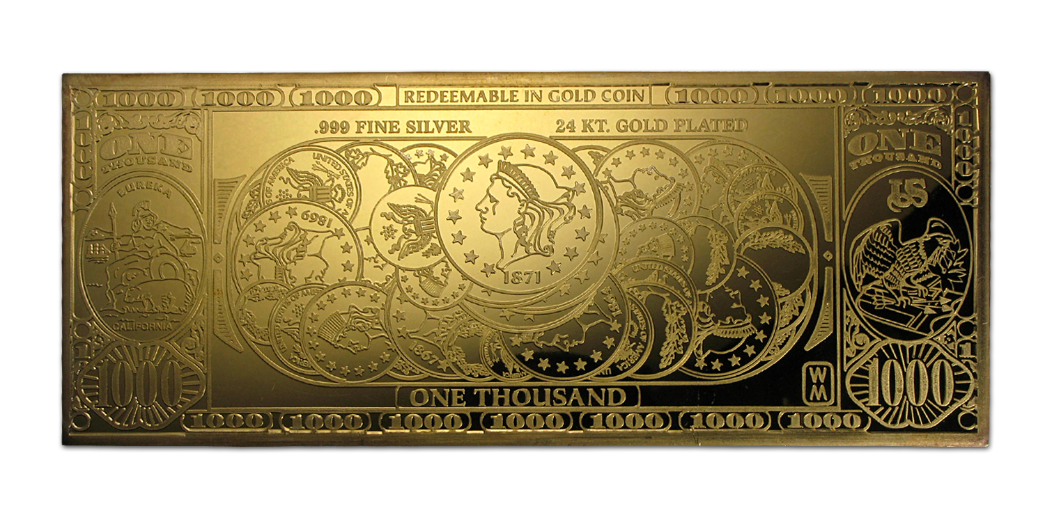 Buy 8 oz Silver Bar - $1,000 Bill (1870) - APMEX