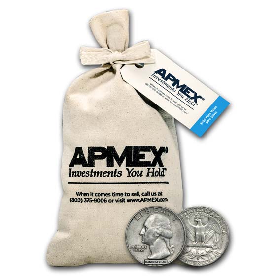 Buy 90% Silver Washington Quarters $100 Face Value Bag | APMEX